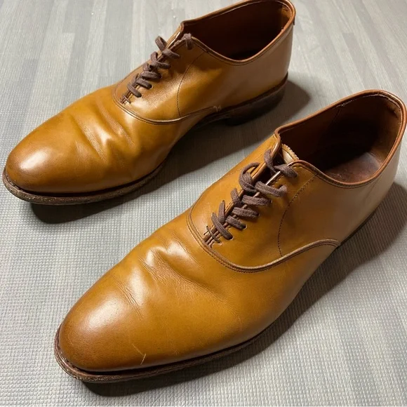 Allen Edmonds CARLYLE Men's Leather Plain Toe Oxfords 11 D Brown